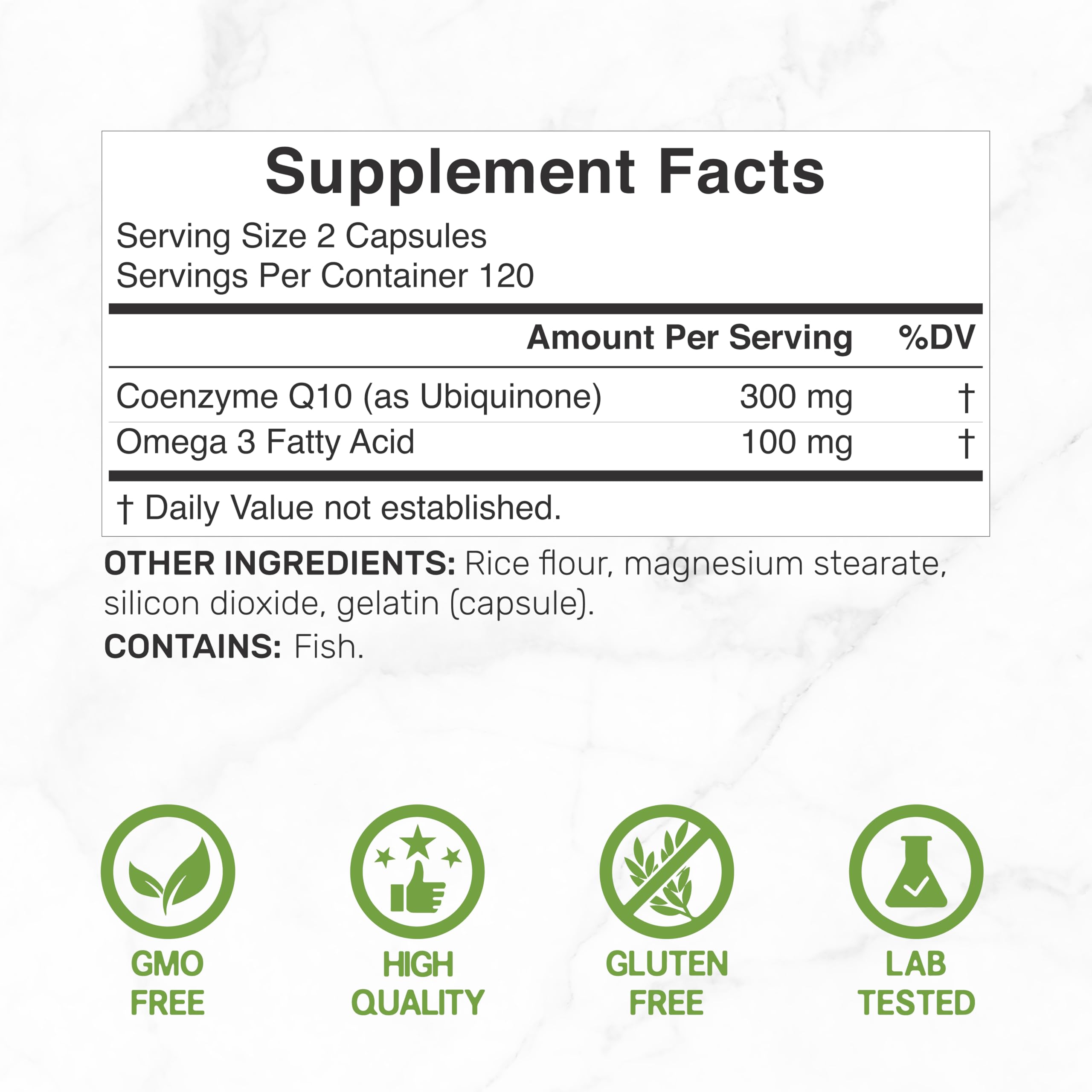 Deal Supplement CoQ10 Omega 3 capsules close-up highlights easy daily use.