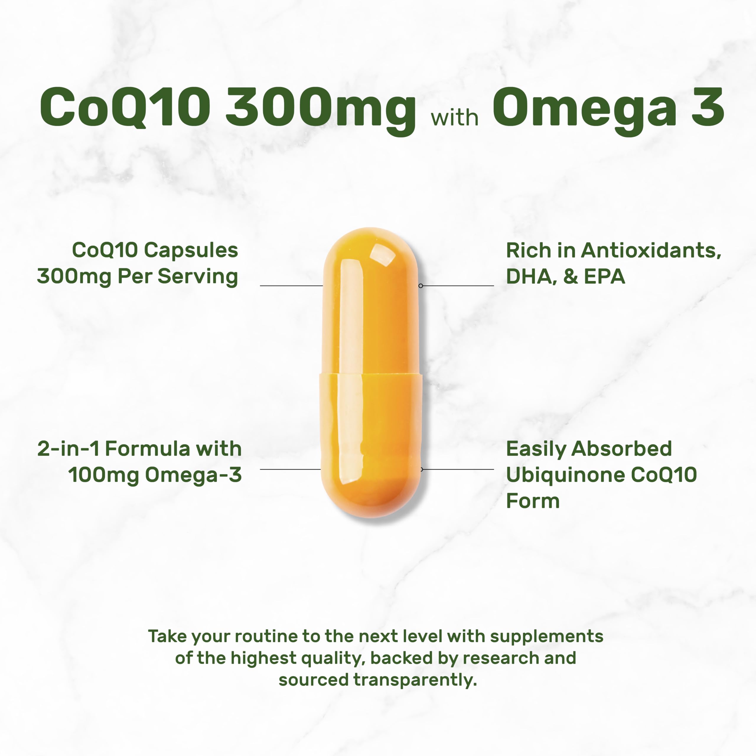 Deal Supplement CoQ10 Omega 3 label detail emphasizes double-strength formula.