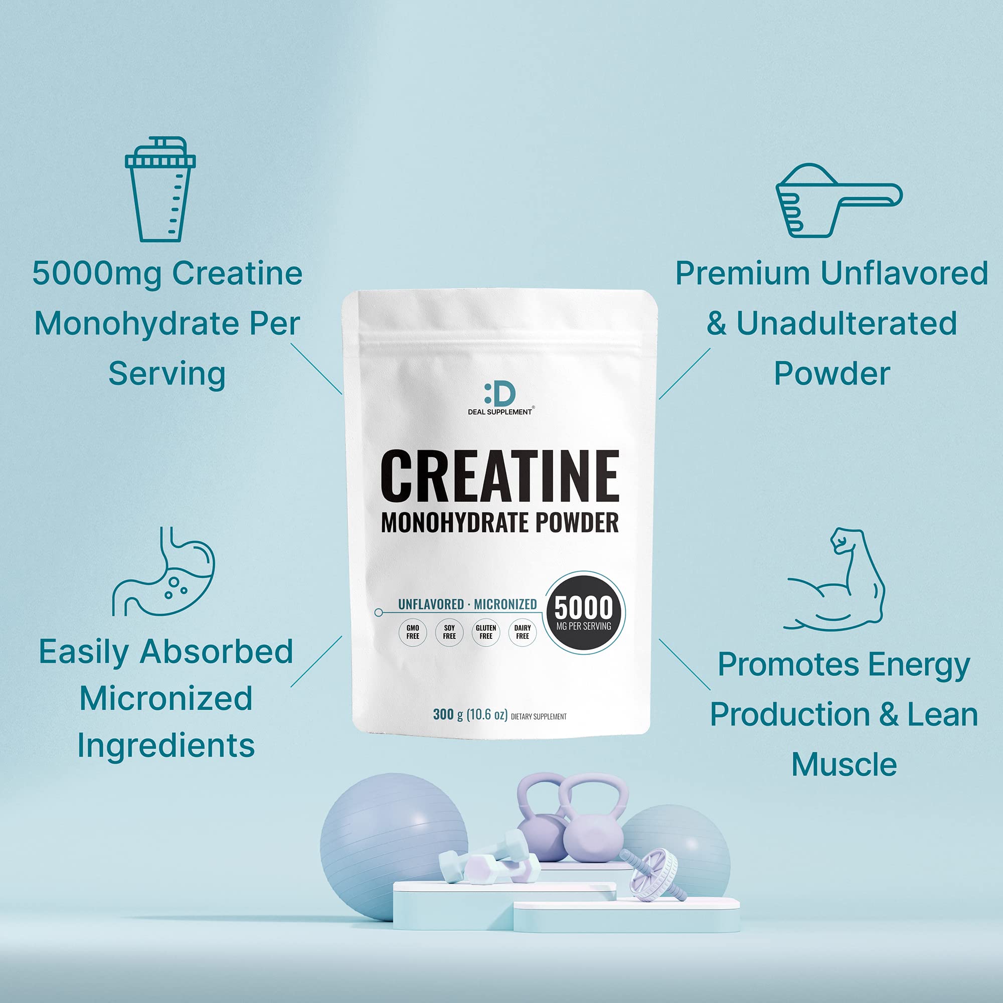 DEAL SUPPLEMENT micronized powder dissolves easily in any beverage for convenience.