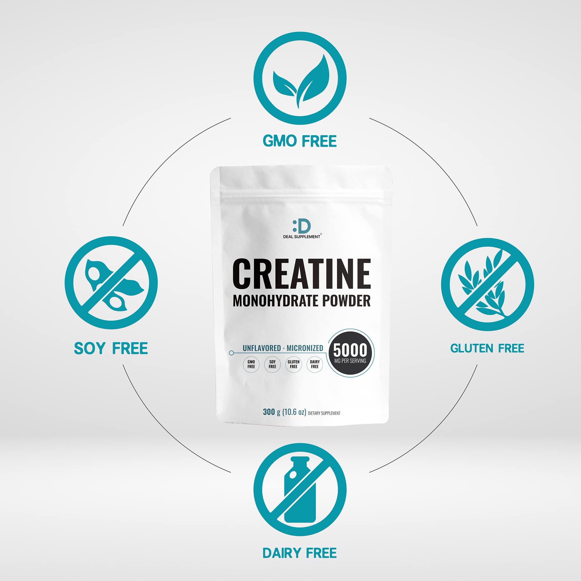 DEAL SUPPLEMENT creatine monohydrate poured into water blends quickly and smoothly.