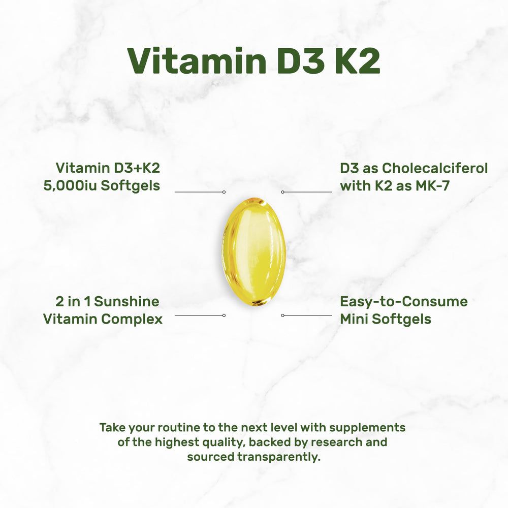 Deal Supplement D3K2 softgel-closeup emphasizes easy-to-swallow capsules.