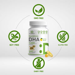 Two softgels provide 1000mg DHA and 500mg EPA for daily omega-3 support.