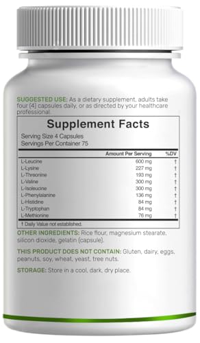 Deal Supplement EAA capsules pack, 300-count bottle, convenient daily amino acid support.