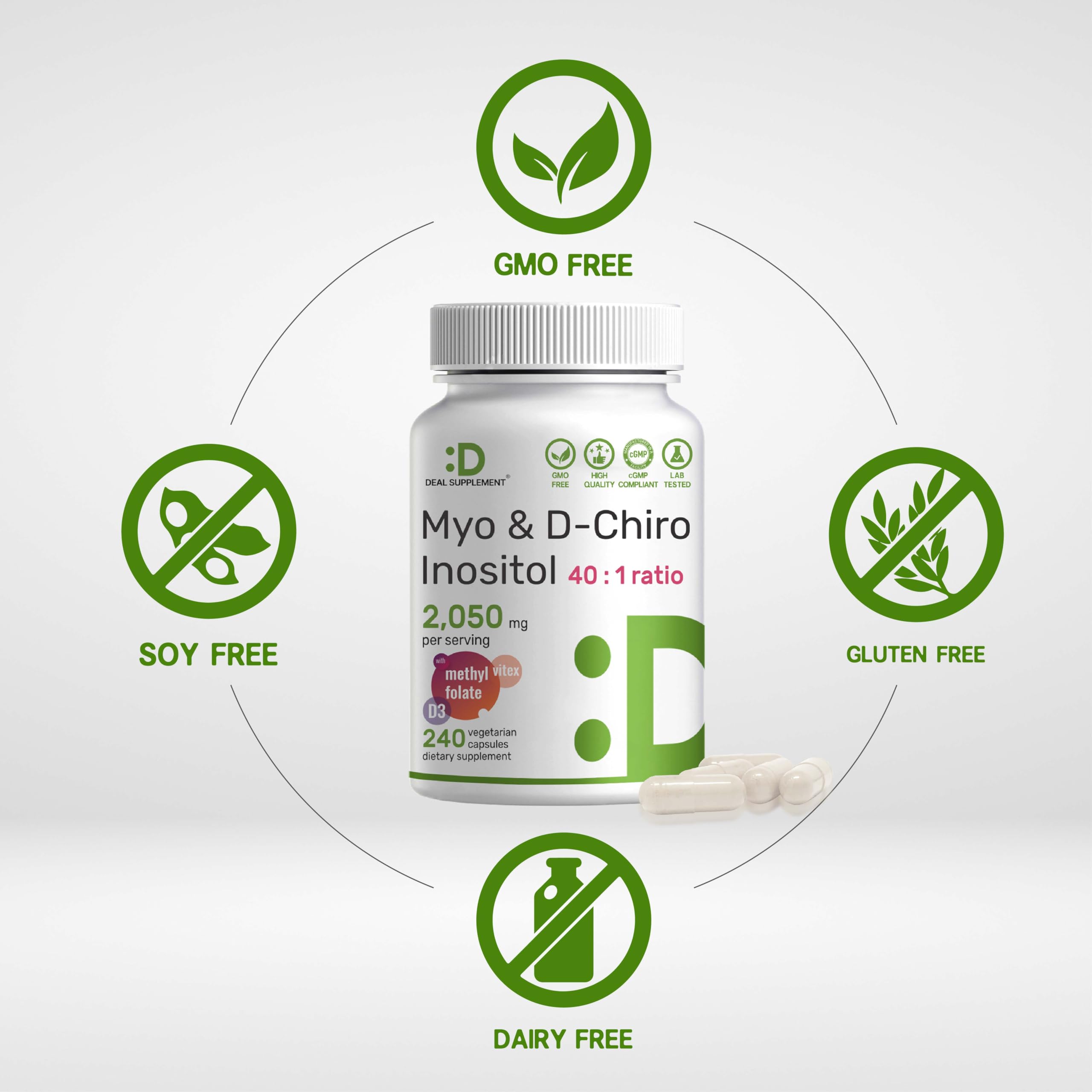 DEAL SUPPLEMENT bottle label highlights Folate and Vitamin D3 for daily nourishment