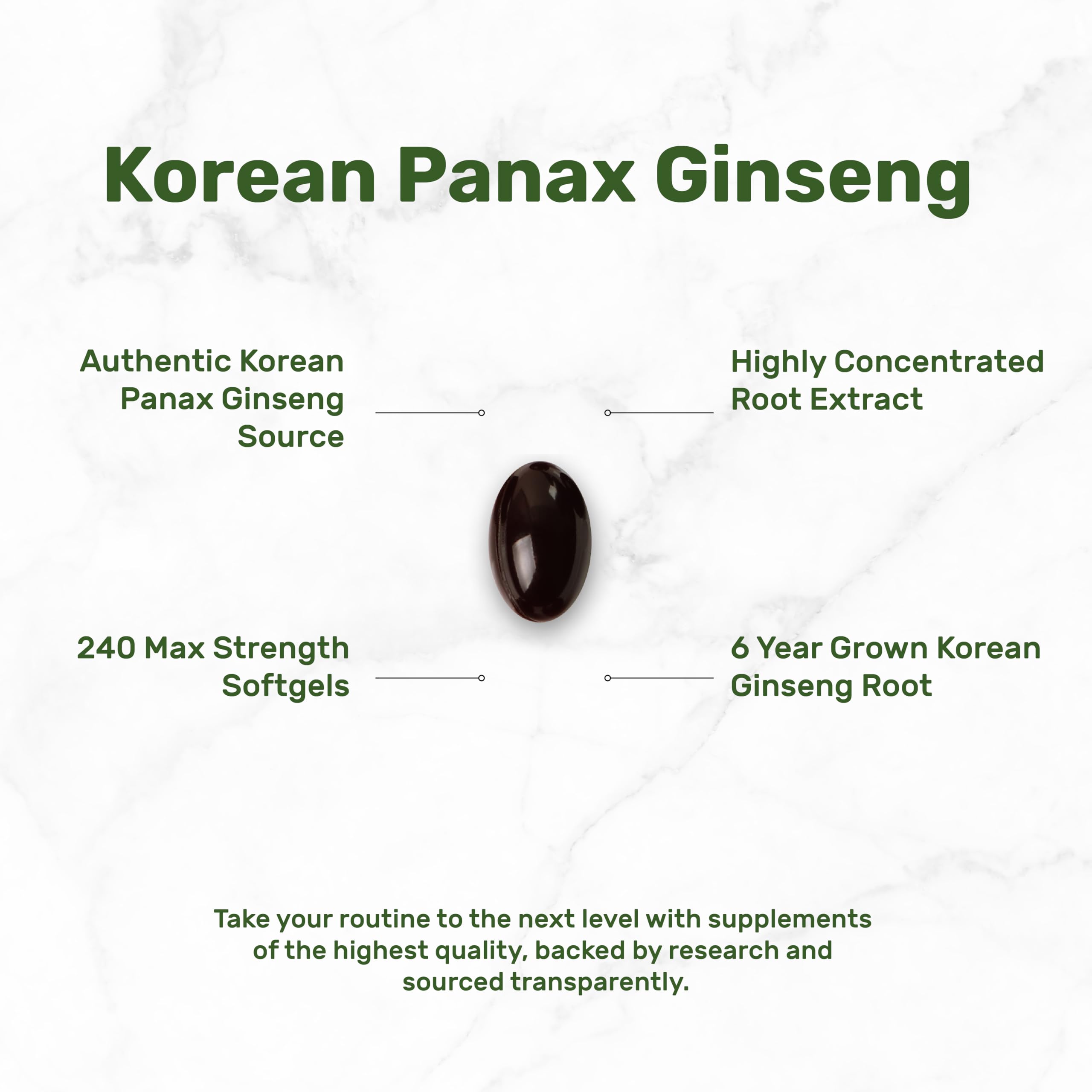 Handpicked Korean ginseng contributes authentic potency in DEAL SUPPLEMENT softgels.