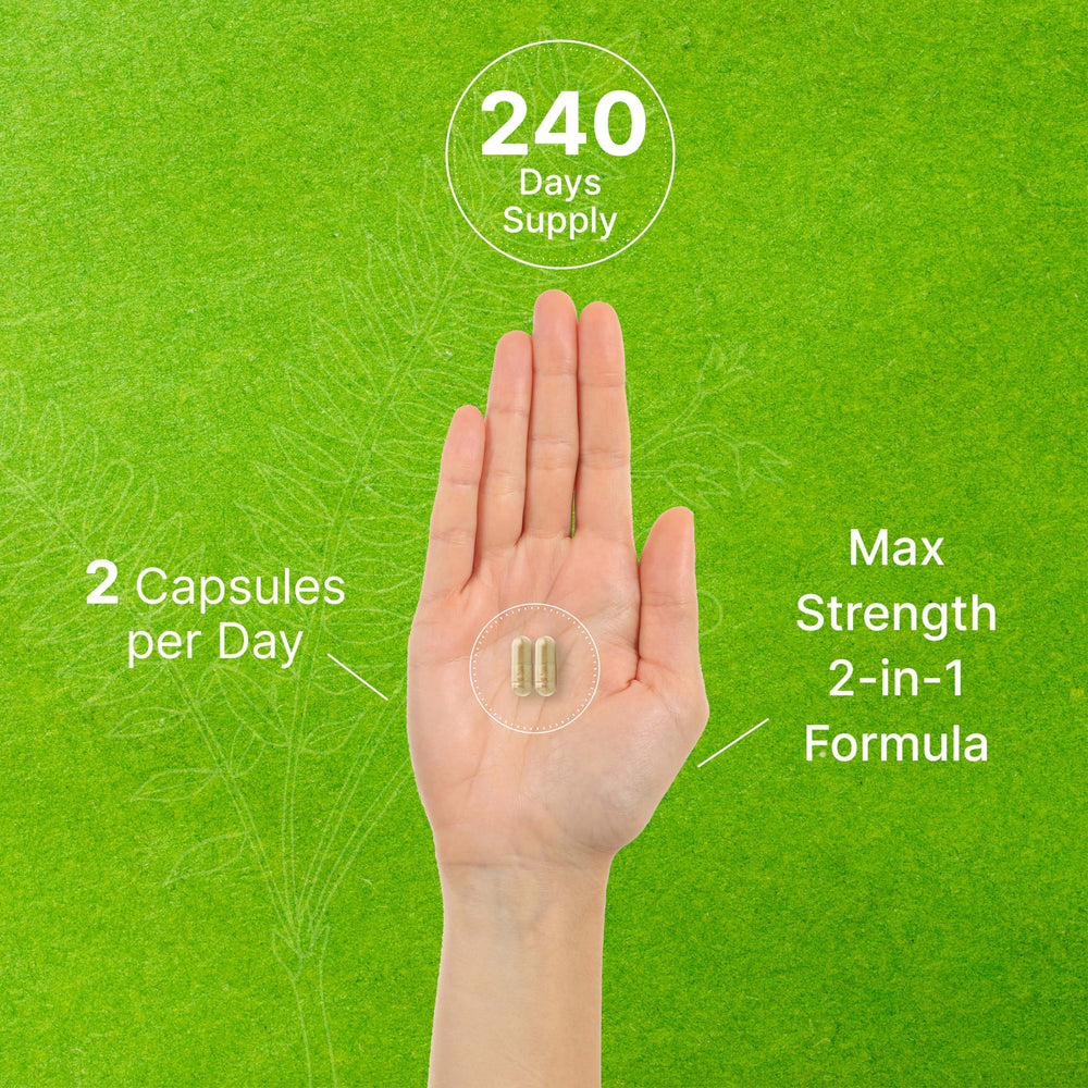 Deal Supplement herbal blend close-up shows Horny Goat Weed and Tongkat Ali components.