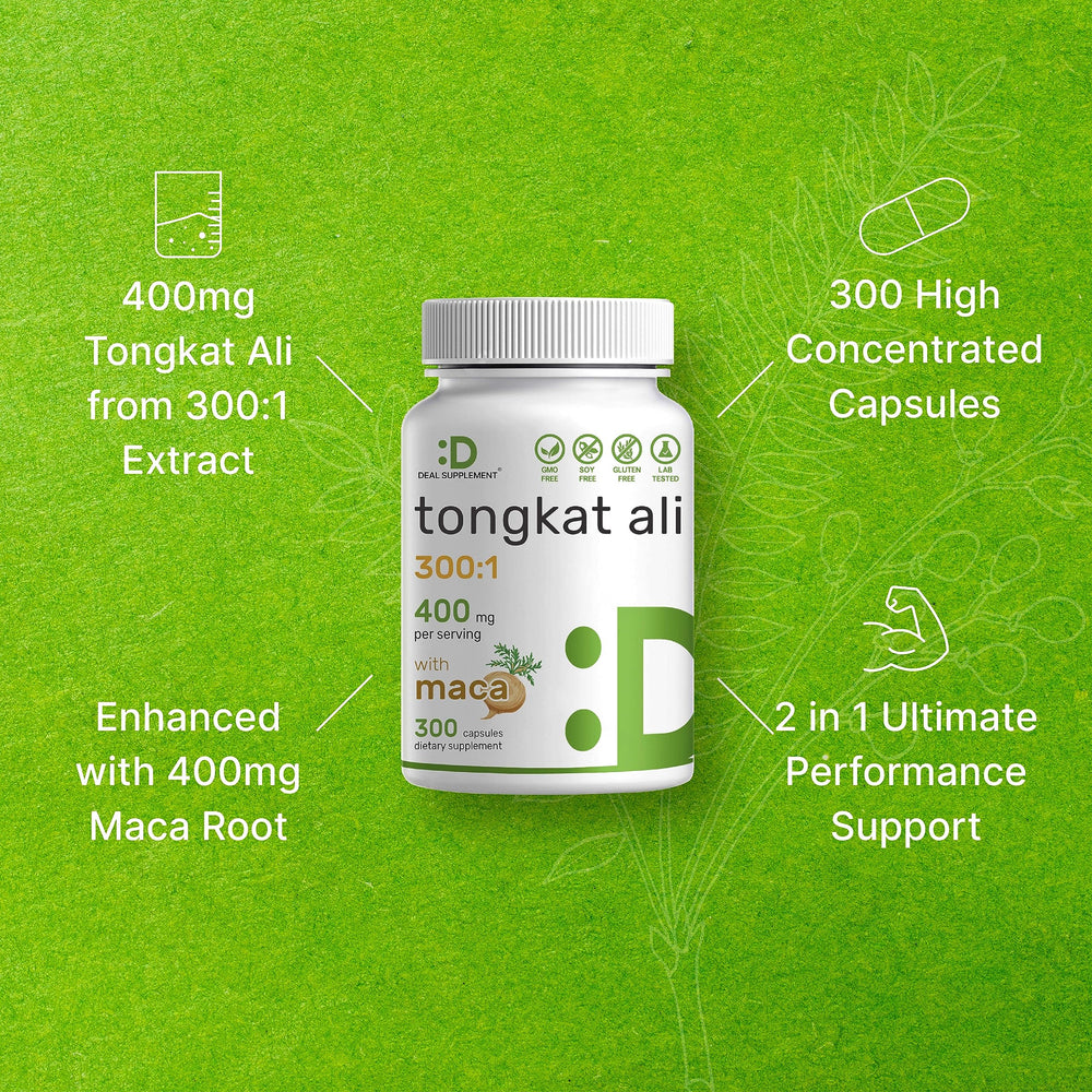 Ingredient label on DEAL SUPPLEMENT bottle showing non-GMO and allergen-friendly formula