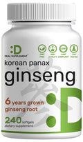 DEAL SUPPLEMENT Korean Red Panax Ginseng Root Extract 7,500mg Serving, 240 Softgels – 150mg Active Ginsenosides