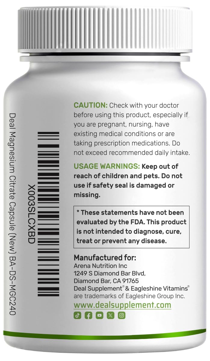 DEAL SUPPLEMENT Magnesium Citrate daily-dose layout with water nearby