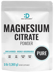 DEAL SUPPLEMENT magnesium citrate powder in a 3 lb bulk bag supports easy daily mineral intake.