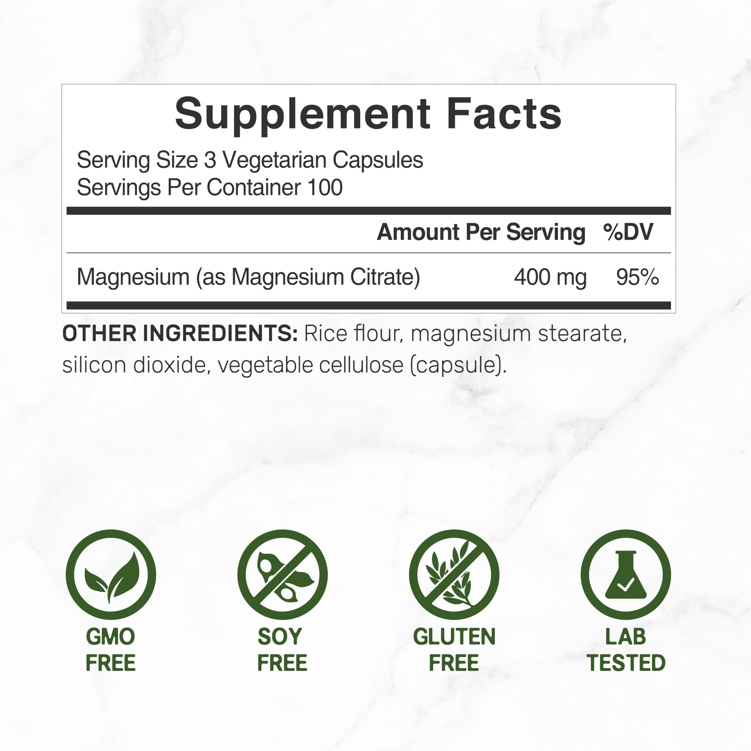 DEAL SUPPLEMENT Magnesium Citrate vegetarian capsules emphasizing plant-based formulation