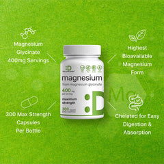 DEAL SUPPLEMENT Magnesium Glycinate 400mg label closeup shows chelated formula.