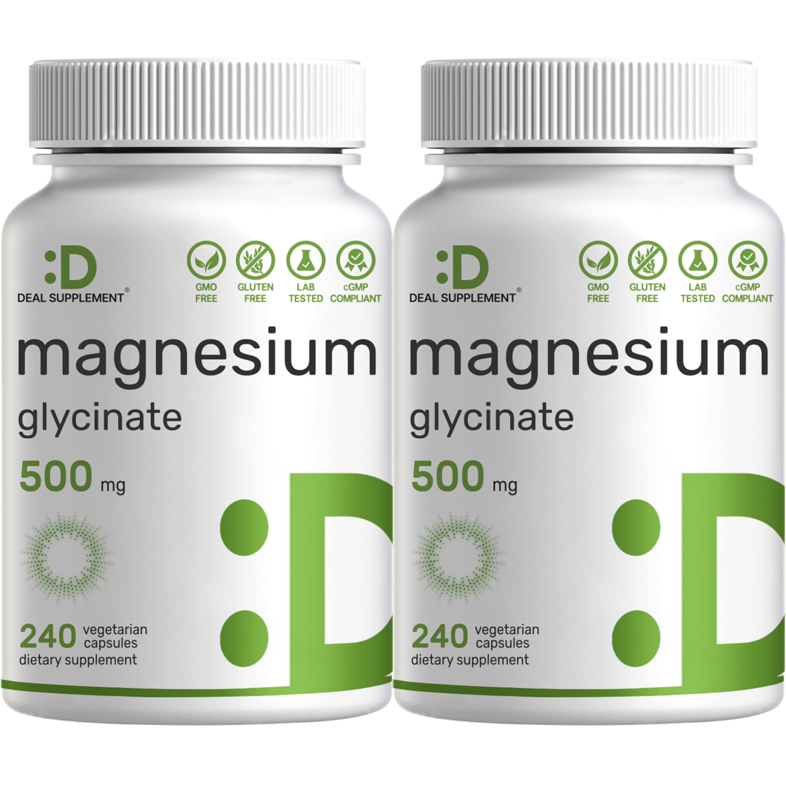 Deal Supplement Magnesium Glycinate bottle front highlights easy absorption.