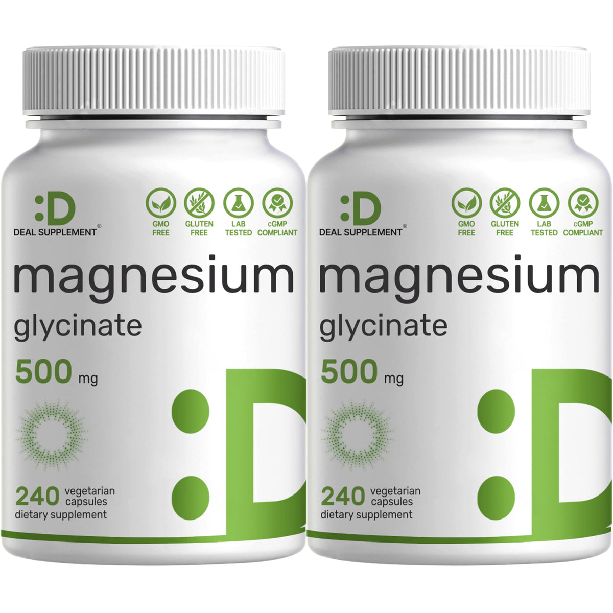 Deal Supplement Magnesium Glycinate bottle front highlights easy absorption.