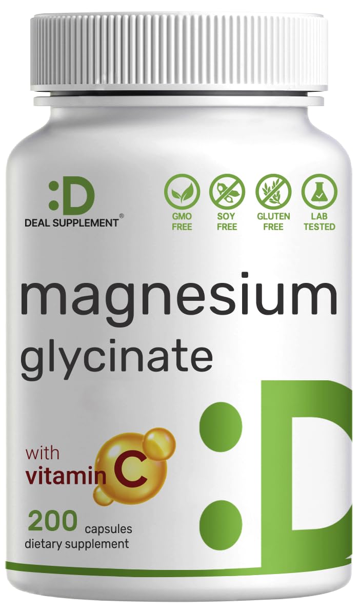 DEAL SUPPLEMENT Magnesium Glycinate bottle front showing high-strength per serving for daily support