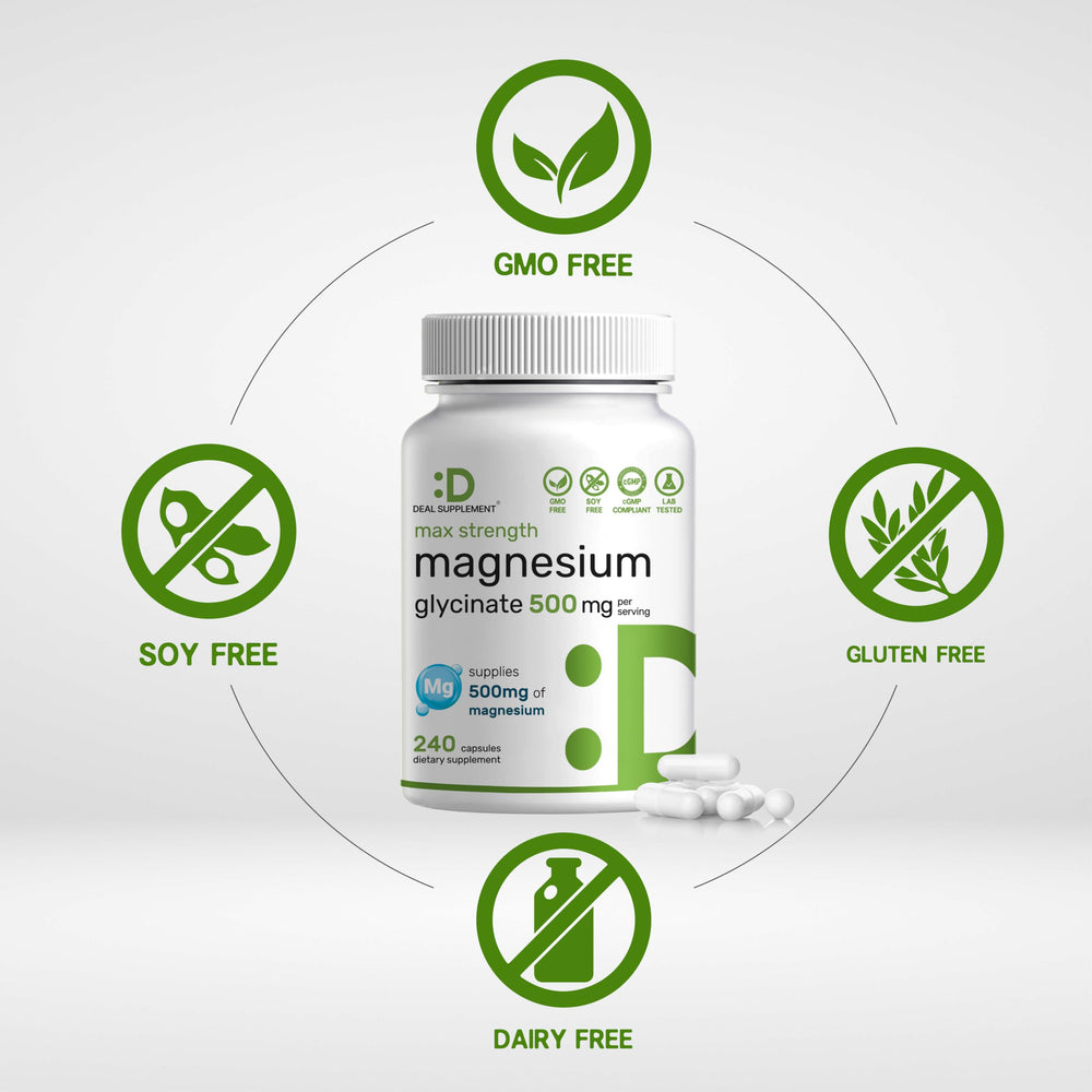 Deal Supplement magnesium glycinate capsules with glass of water for easy daily intake.