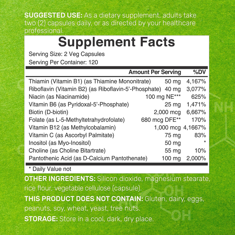 DEAL SUPPLEMENT methylated B complex label highlighting high bioavailability.