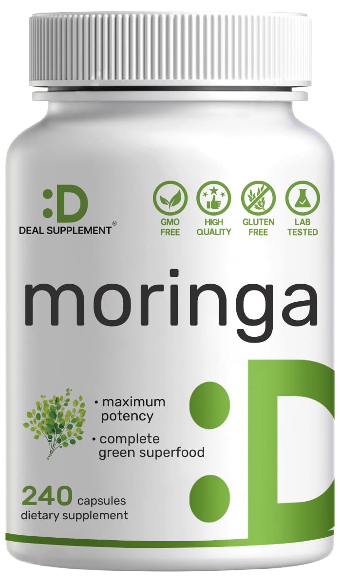 DEAL SUPPLEMENT Moringa Capsules outer bottle highlights high potency moringa extract.