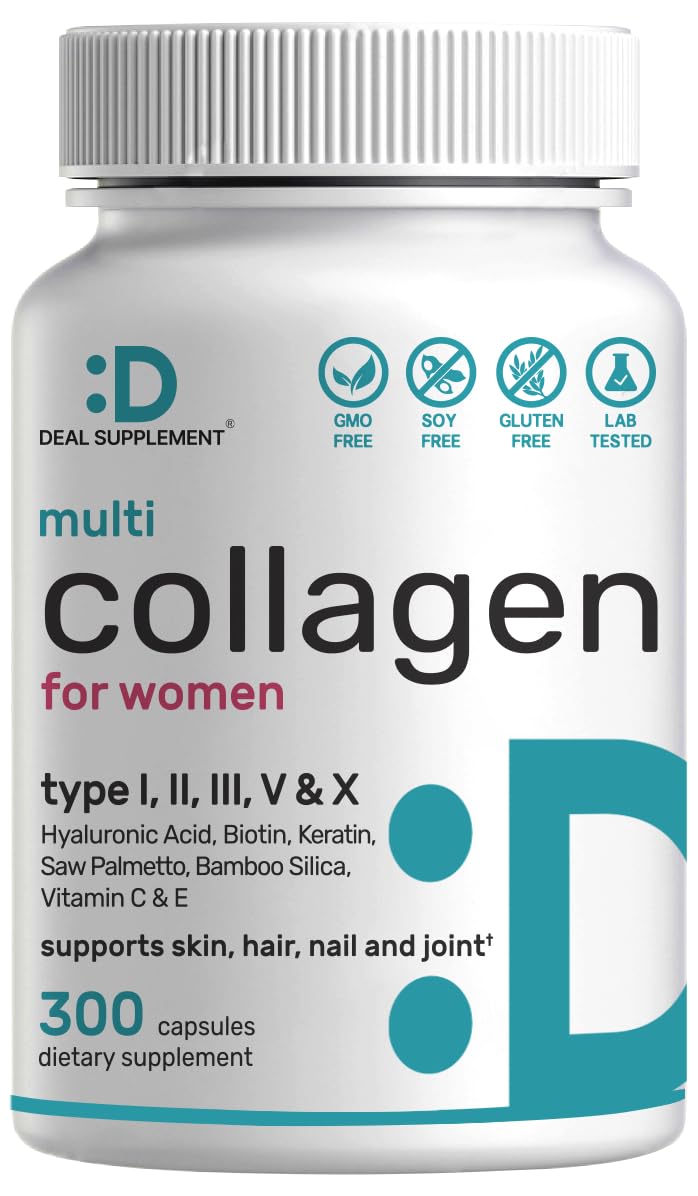 DEAL SUPPLEMENT Multi Collagen bottle front view showing 11-in-1 formula for hair, skin, and joints