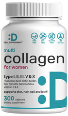 DEAL SUPPLEMENT Multi Collagen bottle front view showing 11-in-1 formula for hair, skin, and joints