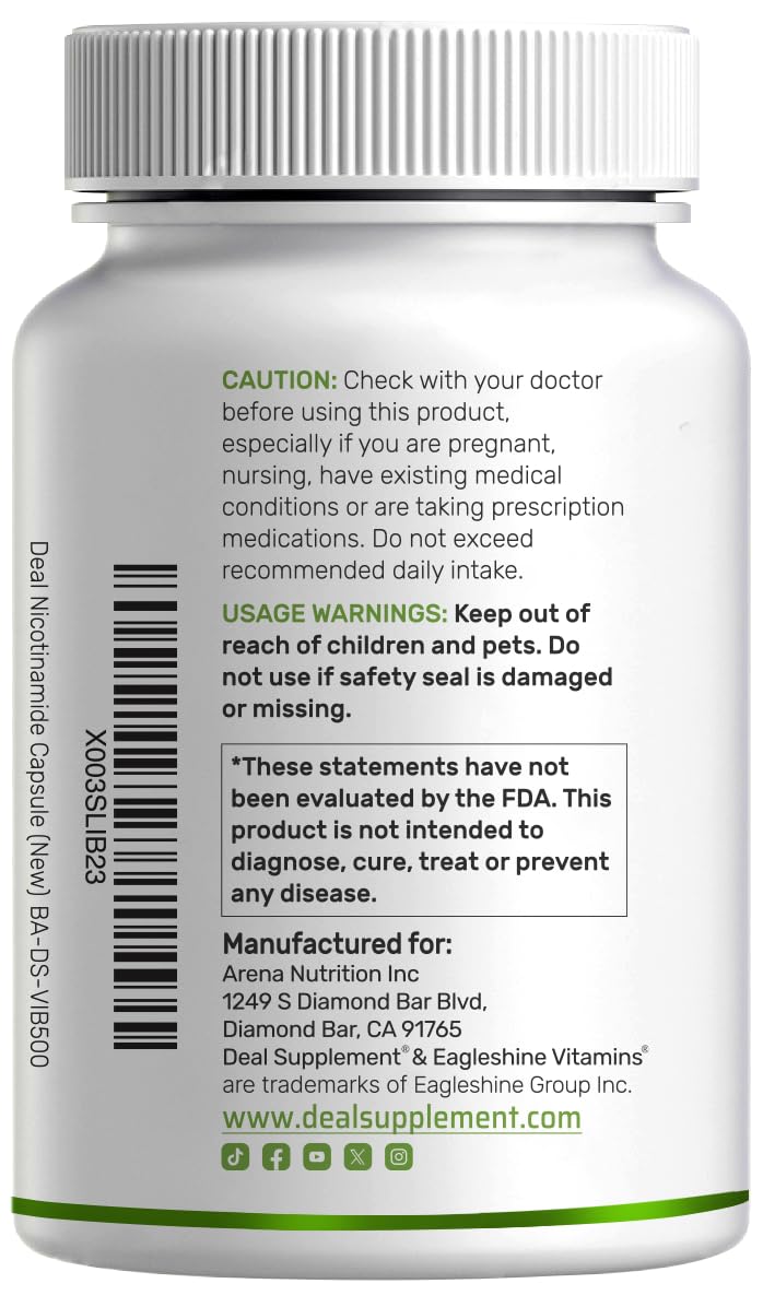 DEAL SUPPLEMENT Nicotinamide 1000mg storage cap and label.