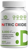DEAL SUPPLEMENT Nitric Oxide 3,000mg – 12-in-1 Complex (300 Capsules) for Men & Women | Arginine, Citrulline, Korean Red Ginseng, Tongkat Ali, Maca & Marshmallow
