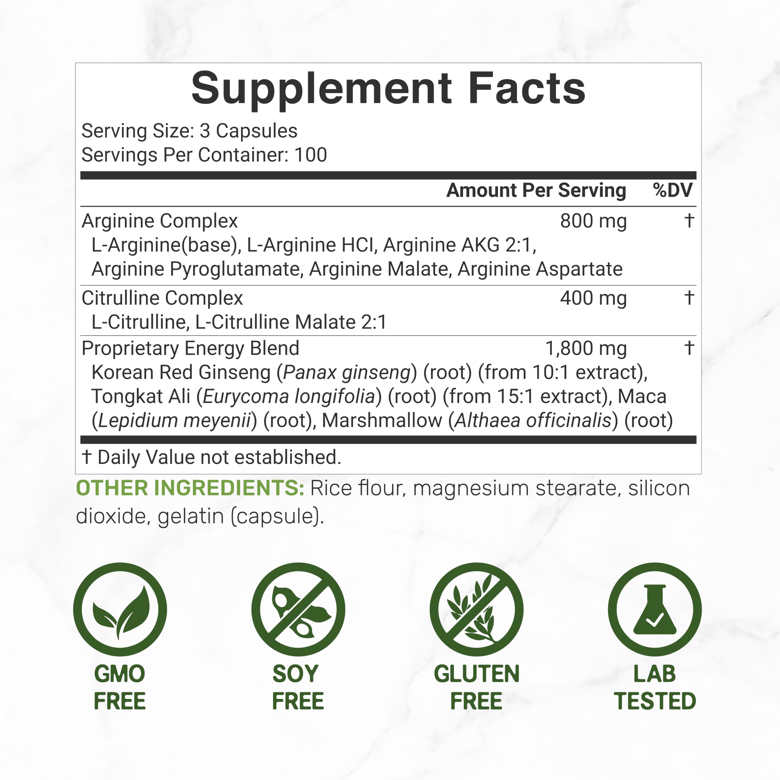 DEAL SUPPLEMENT Nitric Oxide label close-up shows the 3,000mg formula