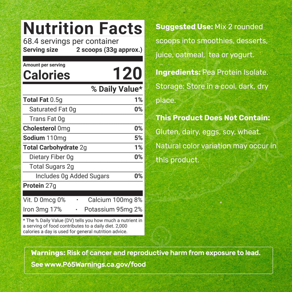 Close up of unflavored pea protein isolate showing purity and texture.