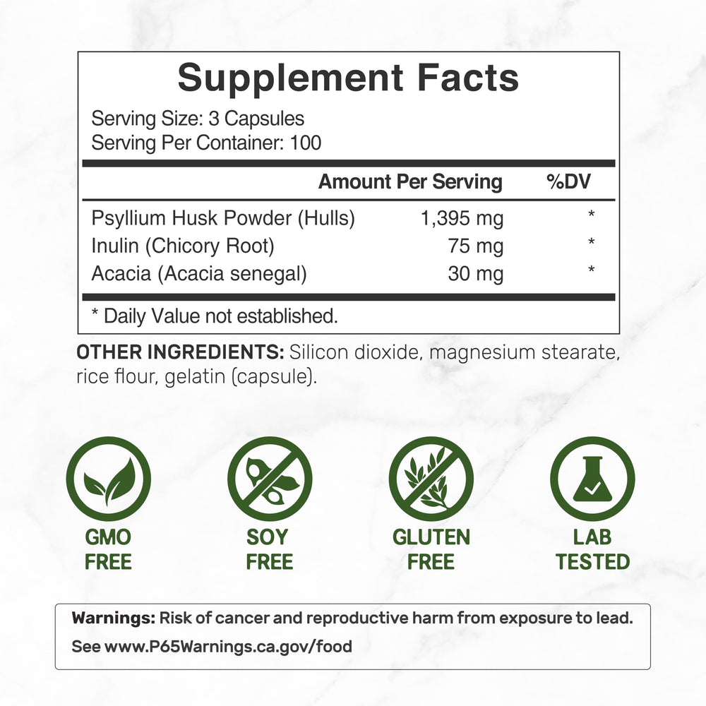 Deal Supplement Psyllium Husk capsules label close-up showing 1500mg serving