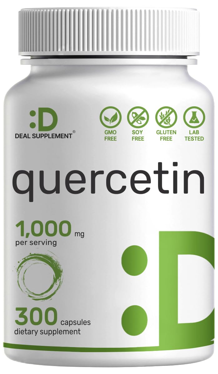 Deal Supplement Quercetin 1,000mg bottle close-up highlighting high-dose formula