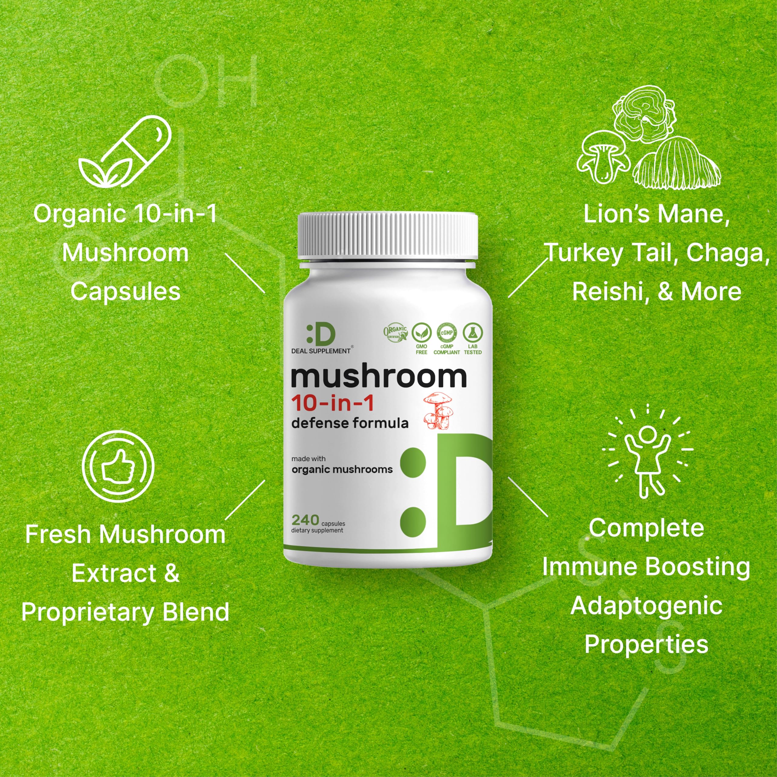 Deal Supplement Reishi-Chaga-Turkey Tail blend for immune balance
