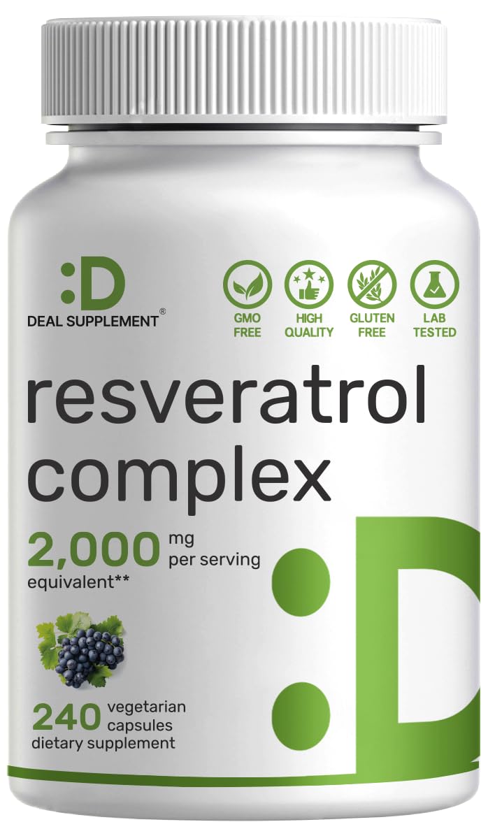 DEAL SUPPLEMENT Resveratrol Complex bottle with capsules for healthy aging.