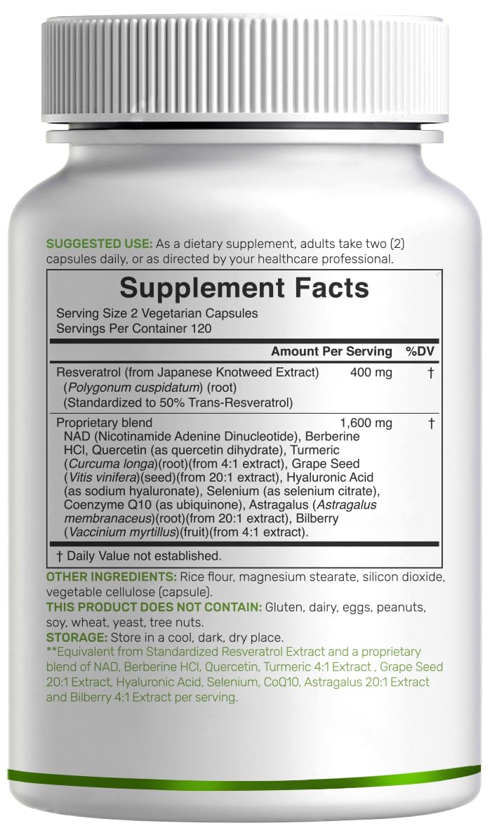 DEAL SUPPLEMENT Resveratrol Complex on countertop with energy and brain wellness vibe.