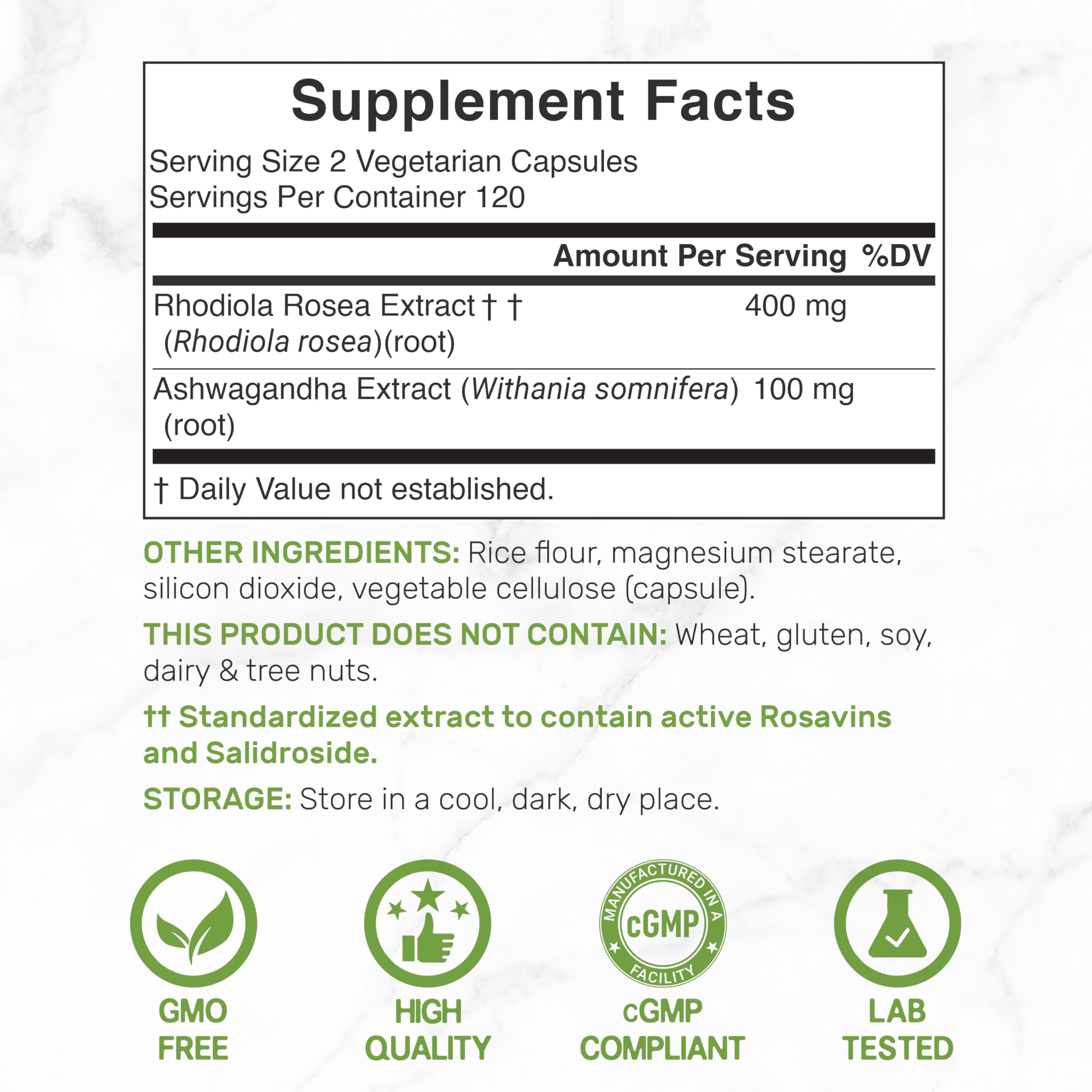 Deal Supplement Rhodiola-Ashwagandha bottle cap close-up for balanced energy.