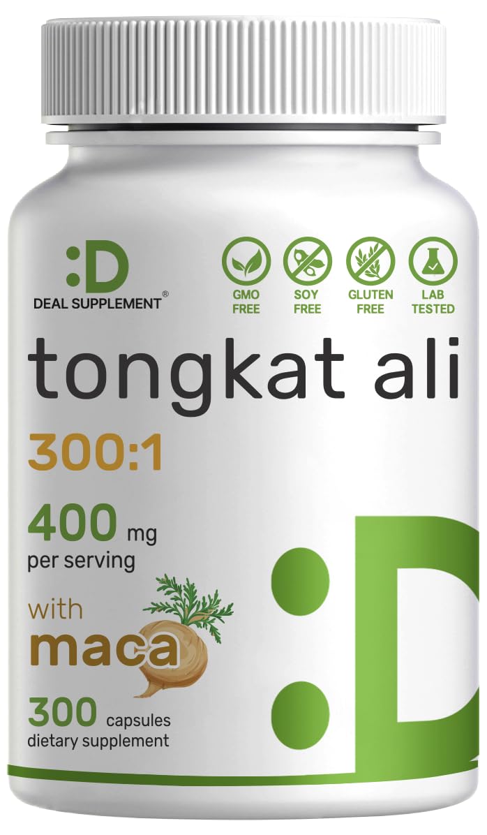 DEAL SUPPLEMENT Tongkat Ali 300:1 bottle highlighting concentrated formula for daily vitality