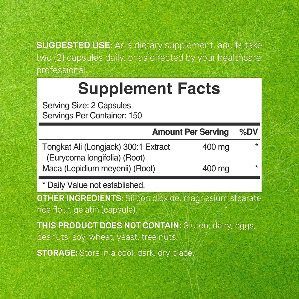Close-up of DEAL SUPPLEMENT Tongkat Ali 300:1 capsules for energy and daily stamina