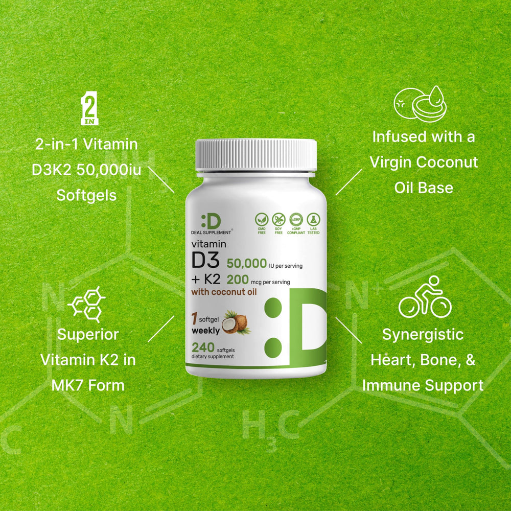 DEAL SUPPLEMENT virgin coconut oil carrier bottle signaling enhanced absorption.