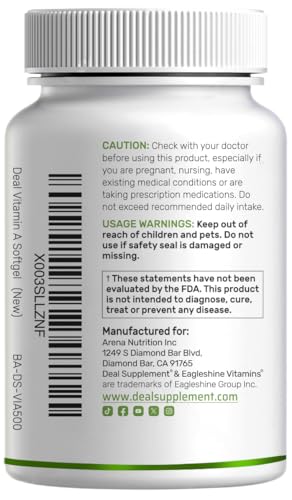 DEAL SUPPLEMENT vitamin A softgel with coconut oil illustrates enhanced absorption potential.