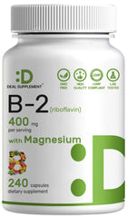 Deal Supplement Vitamin B2 400mg bottle front showing label for energy support.