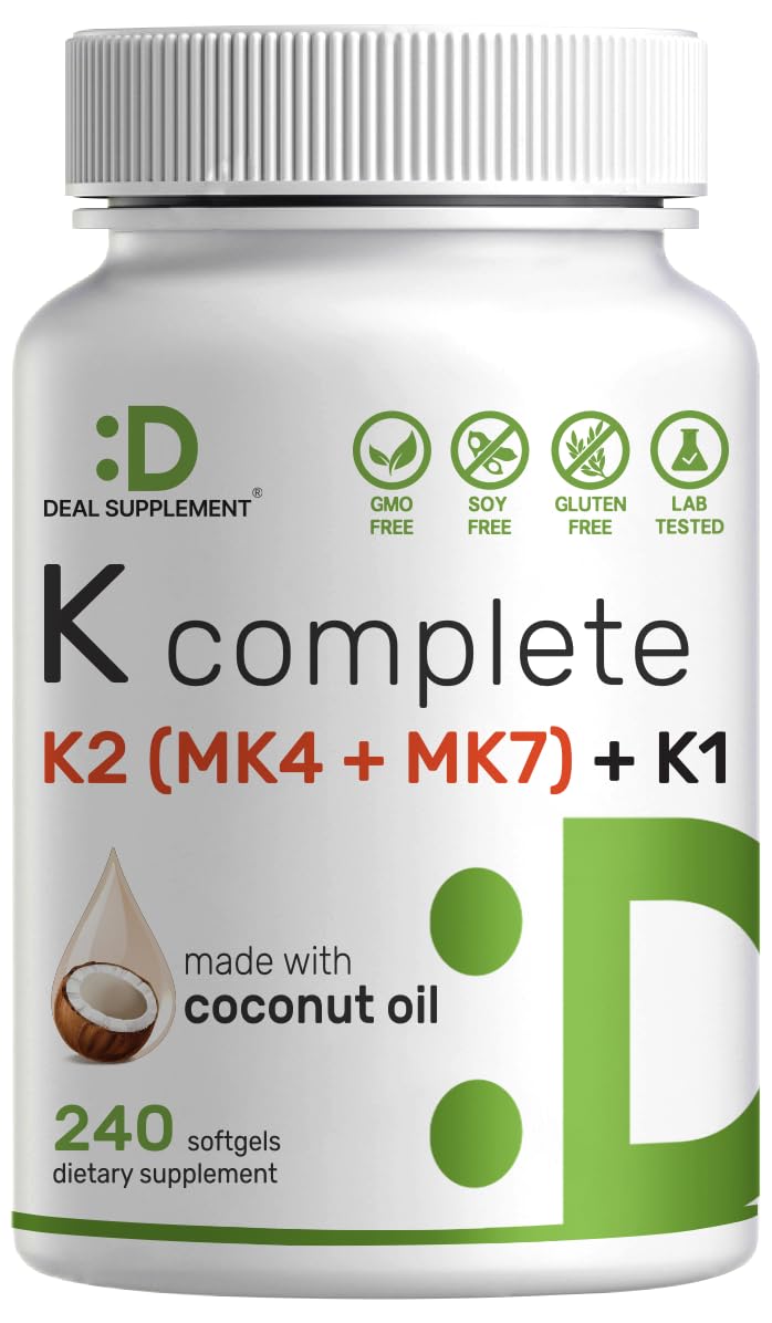 DEAL SUPPLEMENT Vitamin K Complete bottle front with triple K blend for bone support