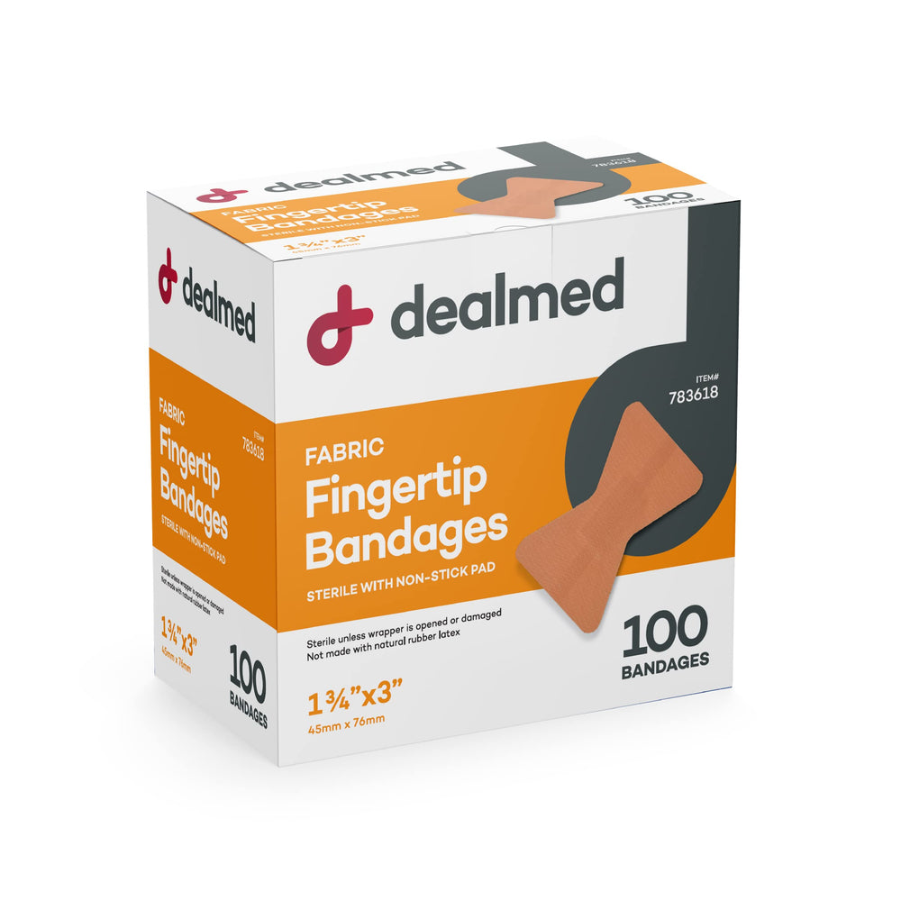 Dealmed 1-3/4 x 3 inch bandage provides substantial coverage for finger wounds