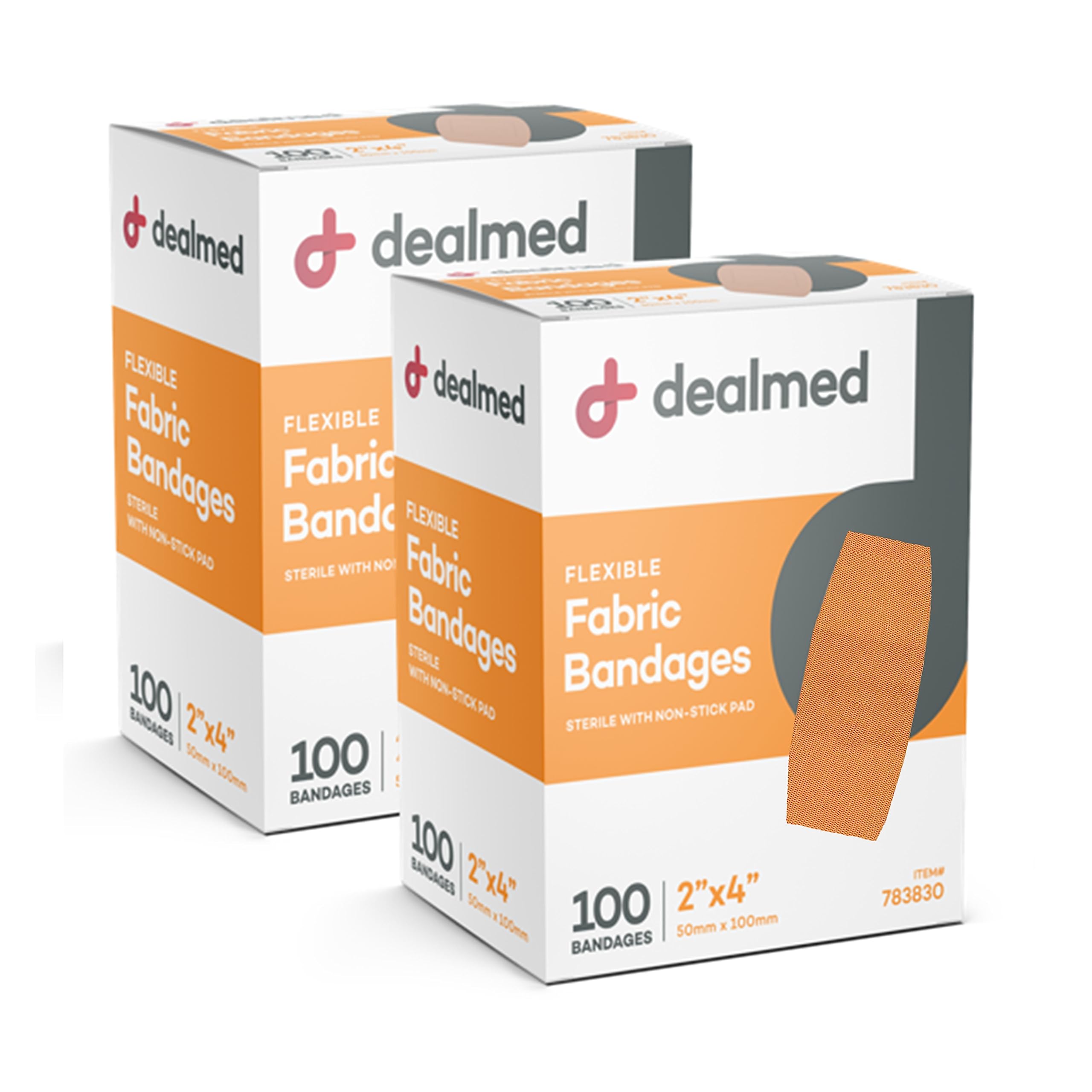 Dealmed fabric bandages 2x4 pack provide flexible protection for active everyday tasks.