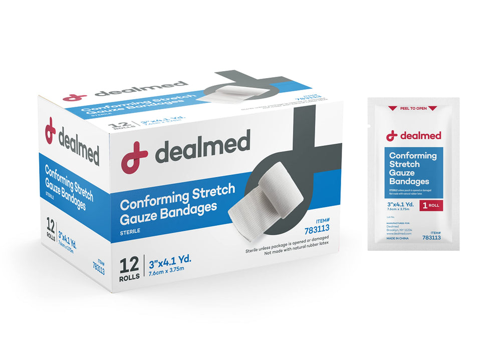 Dealmed gasa conformante de 2 pulgadas en caja de 12 rollos, fácil de usar.