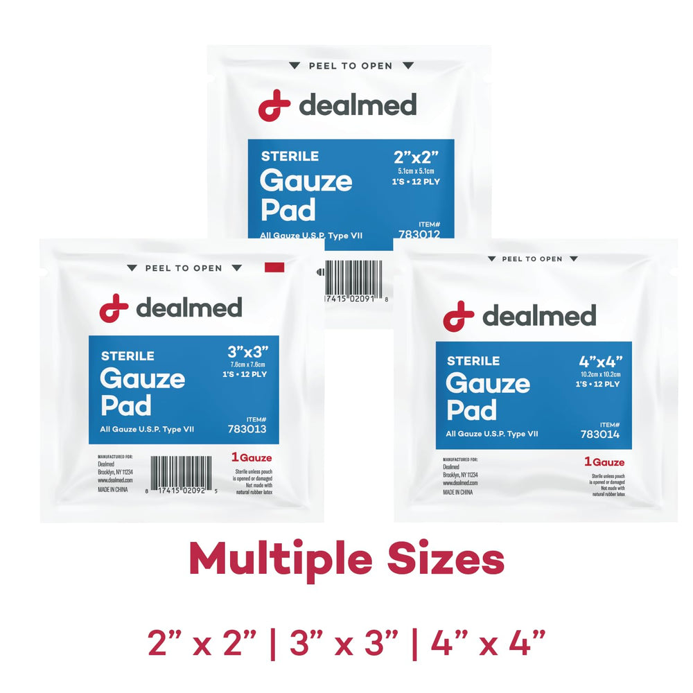 Dealmed gauze pad cut-to-fit accommodates various wound sizes.