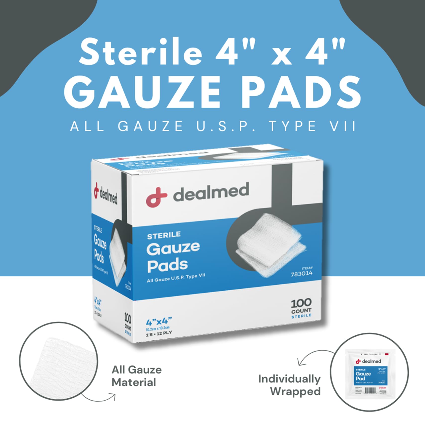Dealmed gauze pad non-stick design eases painless dressing changes.