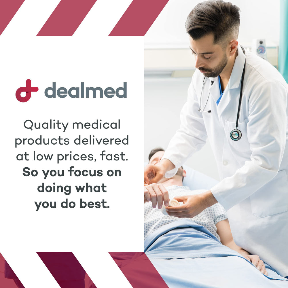 Dealmed bottle in a home bathroom for daily cleaning and infection prevention tasks.