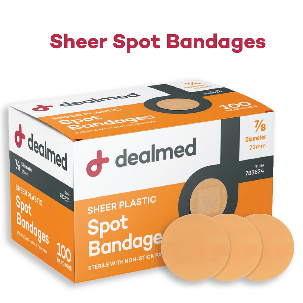 Dealmed small round 7/8-inch bandage in use for small scrapes