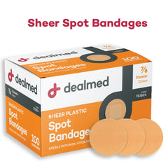 Dealmed small round 7/8-inch bandage in use for small scrapes
