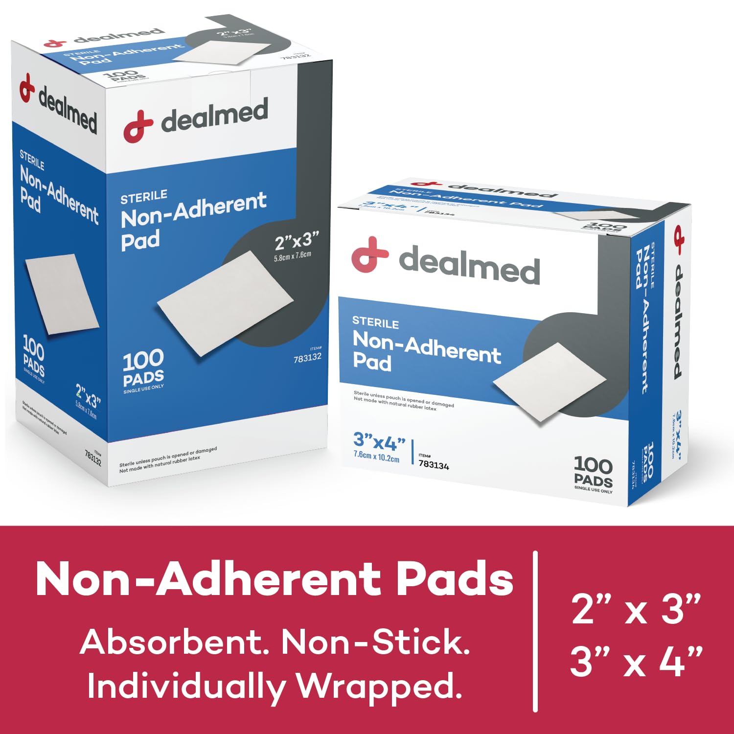 Dealmed sterile non-adherent 3x4 inch pad enables gentle dressing changes