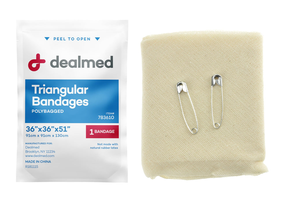 Dealmed triangular bandage setup shown for comfortable, adjustable first aid use